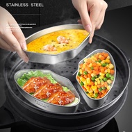 【5PCS/set】304 Stainless Steel Fan-shaped Steamer Box Household Children's Complementary Food Plate Separated Steaming Tray for Pot Rice Cooker Egg Bowl Steamer