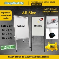 papan putih magnetik flip chart/ Whiteboard Flip Chart board BLACK /WHITE ALL SIZE1.5x2 2x2 2x3 3x4 
