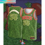 New Mr. Krabs Giannis 34 Bucks Basketball Jersey Men Sleeveless Breathable Sports Vest For Training 