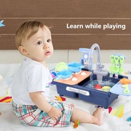 Wash-up Kitchen Sink Toy with Running Water Electric Dishwasher Pretend Role Play Kitchen Set