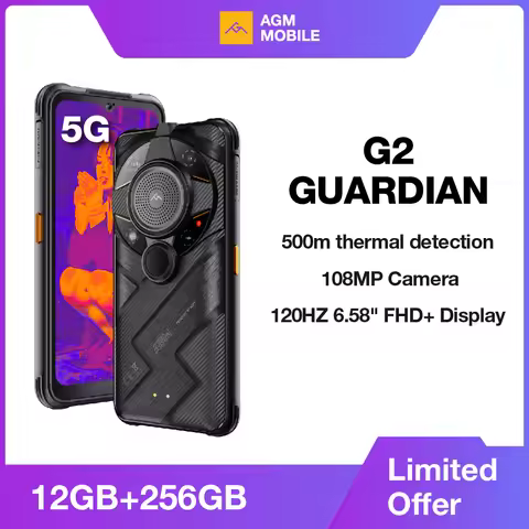 AGM G2 Guardian 5G Rugged Smartphone 500m Thermal Imaging, 10mm Lens, 25FPS, 108MP+32MP Camera, 12GB