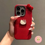 Red PU Leather Hello Kitty Phone Case For OPPO A6 A6T A6X F31 A5X A5 Pro A74 A54 A93 A93S Reno 15 Mi