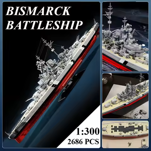 2686PCS Military Series Bismarck Battleship Building Blocks Set DIY Assembled Model Ornament Decorat