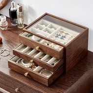 雜乜鋪 - 實木三層首飾盒附抽屜首飾收納盒 木質手鐲珠寶分類展示盒 母親節 女士禮物