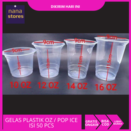 Gelas plastik cup pop ice buble gelas plastik bening ukuran 10oz 12oz 14oz 16 0z tanpa tutup