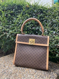 Celine中古棕花小號凱莉包 Celine Vintage Macadam Small Kelly