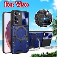 Slide Camera Protect Casing for Vivo V40 Lite Y19S Pro Y200 Phone Case Armor Ring Bracket Stand Dura