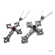 Kiki Large Detailed Cross Drill Pendant Necklace Silver Color Tone Gothic Punk Jewellery Fashion Cha