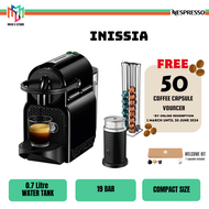[COMBO + CAPSULE RACK - RANDOM COLOR] Nespresso A3D40-ME-BK-NE Inissia Fully Automatic Capsule Espresso Coffee Pod Machine (Black) + AEROCCINO 3 Milk Frother