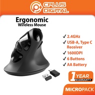 Micropack Ergonomic Wireless Mouse 2.4GHz 1600DPI Side Buttons AA Battery Type C MPV03W MPV01W