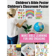 [Bright & Educational] Children's Bible Poster - Bible Poster/Kids Room Decor/Learning Charts for Ki