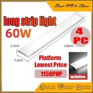 (4PC) 120cm 60W Ultra-thin Led Strip Lamp Arc Square Integrated Fluorescent Purification Light Tube