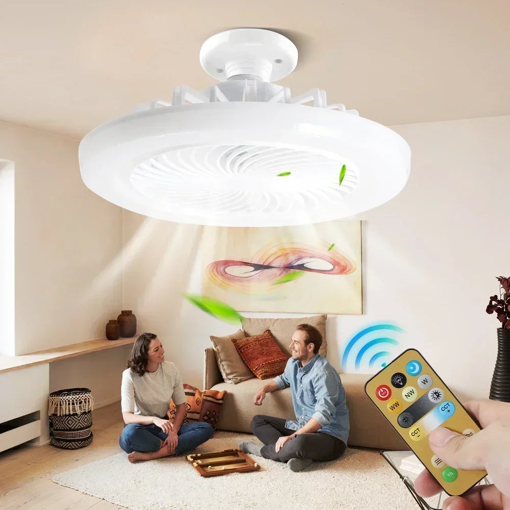 Smart Remote Control Ceiling Fan with LED Lighting Ceiling Fan with Lights Remote Control E27 for Home Fan