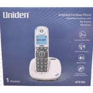 Uniden AT4104 Amplified Dect Cordless Phone WHITE (WITH AUDIO BOOST)