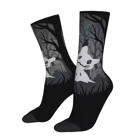 Bandai sports socks Pokemon Mimikyu Ghost Fairy Type Dark Spooky Forest Vintage Street Style Novelty