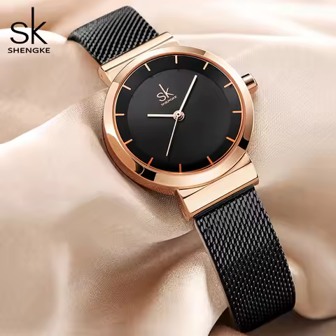 Shengke SK Luxury Brand Dress Golden Watch Ladies Elegant Diamond Quartz Wrist Watches For Women Ste