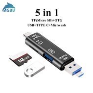Mgbb Card Reader OTG 5 in 1 USB 3.0 Type C Fit For Micro SD/TF/Memory Card/Adapter/Card Reader/Multifunction/Handphone/Computer/Notbook