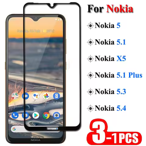 1-3Pcs Full Cover Premium Tempered Glass For Nokia 5.3 5.4 Screen Protector Protective Glass For Nok