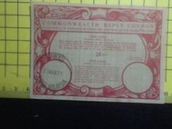 [淘寶蒐珍]1971年 馬來西亞 URC 聯邦回覆優惠券(面值25sen) 1張 K507