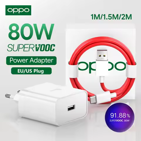 Original OPPO 80W SuperVOOC Charger EU US Fast Charging Power Adapter USB C Cable OPPO Find X5 X8 X9