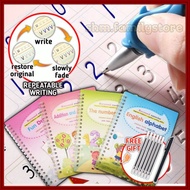 4 Books/Sets of Children's Magic Books, Reusable 3D Calligraphy Copybooks, English
