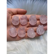 Rose quartz fox,White quartz fox,,Natural stone fox,,Feng shui quartz stone
