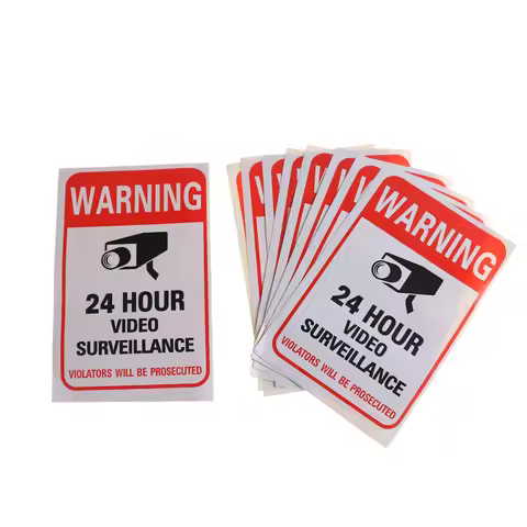 5Pcs/lot Wall Sticker 24H Video Camera System Warning Sign Decal Surveillance Monitor Public Area Se
