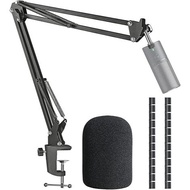 AT2020 Boom Arm Mic Stand with Pop Filter, Compatible with Razer Seiren X USB Microphone with Cable 