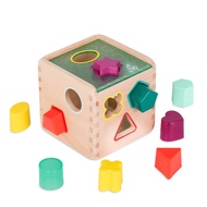 B. toys- Wonder Cube- Developmental Toy- Wooden Shape Sorter – 9 Colorful Shapes – Educational Toy f
