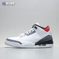 Defect Clearance Air Jordan 3 AJ3 White Cement Flame Red Burst Crack Basketball Shoes CZ6431-100