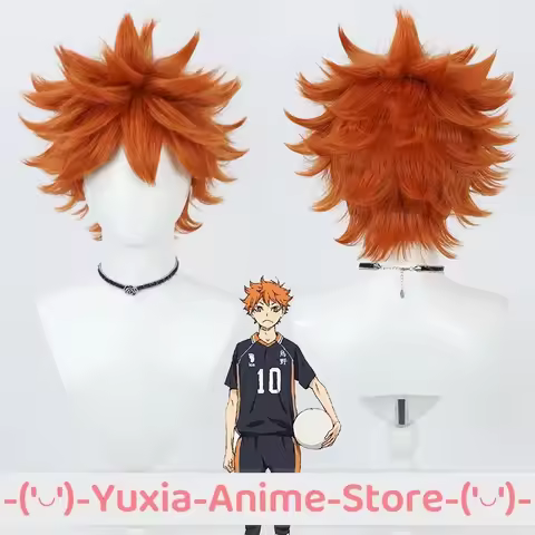 Manga Haikyuu!! Hinata Shoyo Cosplay Wig Anime Game Roleplay Party Costume Prop Synthetic Hair Heat 