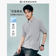 GIORDANO Men Polo Shirts Cooling Half Zip Polo Shirts Short Raglan Sleeve Fashionable Casual Polo Sh