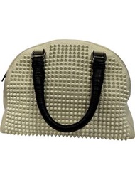Christian Louboutin Cream White Panettone Spiked Bowler Bag With Black Handle