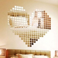 100 Piece Mirror Tile Wall Sticker 3D Decal Mosaic Room Decor Stick On Modern