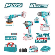[ TOTAL ] (TOSLI240863) 3PCS Brushless Combo Kit 400Nm Wrench + Polisher 150mm + Heat Gun | 2x5.0Ah