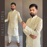 {**ส่งฟรี**} SMALL INDIA 💁♂️ Brocade Silk Traditional Wear 💁♂️ Kurta Pajama For Men