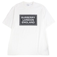 成色極佳的 BURBERRY 8084338 100% 純棉方框 Logo 印花圓領短袖 T 卹，白色，M 碼，正品，男士
