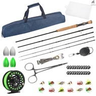 Carbon Fly Fishing Rod and Reel Combo Set 42 Pieces Kit  Fly Fishing Gear Set  Fly Fishing Rod and Reel Package  Fly Fishing Starter Kit