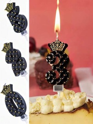 1pc Vela de pastel con forma de número 3D lindo, adecuado para la decoración de pasteles y postres de cumpleaños, Año nuevo, aniversario, bodas y otras fiestas, apto para casa y panadería