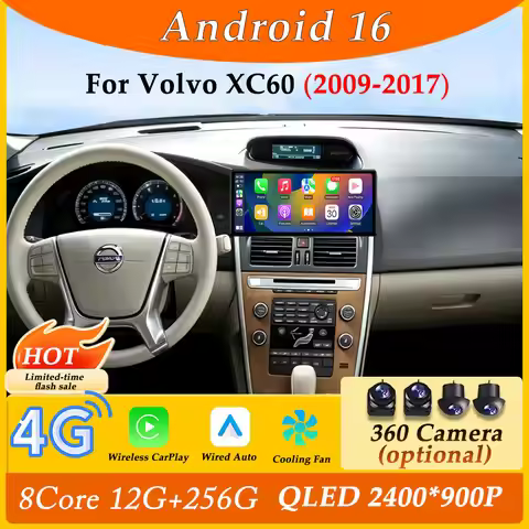 Car Radio Multimedia Player for Volvo XC60 2009 - 2017 YouTube FaceBook Ultra-thin CarPlay Android D