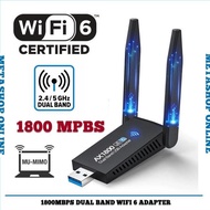 - USB 1800 MBPS WiFi 6 Dual Band 2.4Ghz 5Ghz Wireless Dongle Adapter