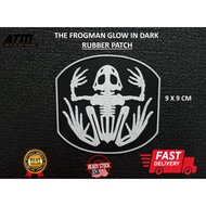 3D PVC Patch White Glow In Dark Rubber Patches Military Hook Back Luminous Morale Patches Frogman