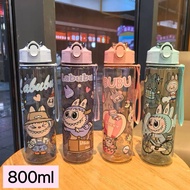 650ml / 800ml Labubu/ Kuromi Kids Water Bottle with Straw Drinking Botol Air Kanak Kanak Botol Air B