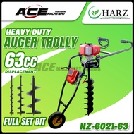HARZ Earth Auger 63CC Machine With Auger Trolley Wheel / Mesin Drill Tanah - HZ6021 ( HEAVY DUTY )