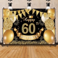 5x3ft Happy 40th 50th 60th 70th 80th 90th 100th Birthday Backdrop Banner Party Supplies Black and Go