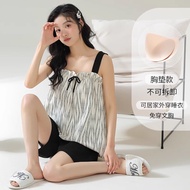 Pure Cotton Nightgown Womens Summer Integrated Short Sleeve Thin Model Home Clothes Sweet Style Thre