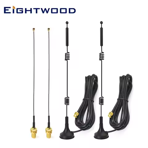 Eightwood 2X Dual Band WiFi 2.4GHz 5GHz 5.8GHz 9dBi Magnetic Base RP-SMA Male Antenna 15cm RP-SMA Ca