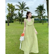 AVOCADO GREEN ruffled babydoll dress Size S 40-50kg