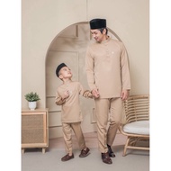 NUDE CHAMPAGNE/NUDE BAJU MELAYU SLIMFIT CEKAK MUSANG SEDONDON AYAH ANAK