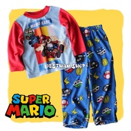 Estampo|United States Mario Children's Suit Thermal Top Trousers Long Sleeve Thin Fleece Combined Sa